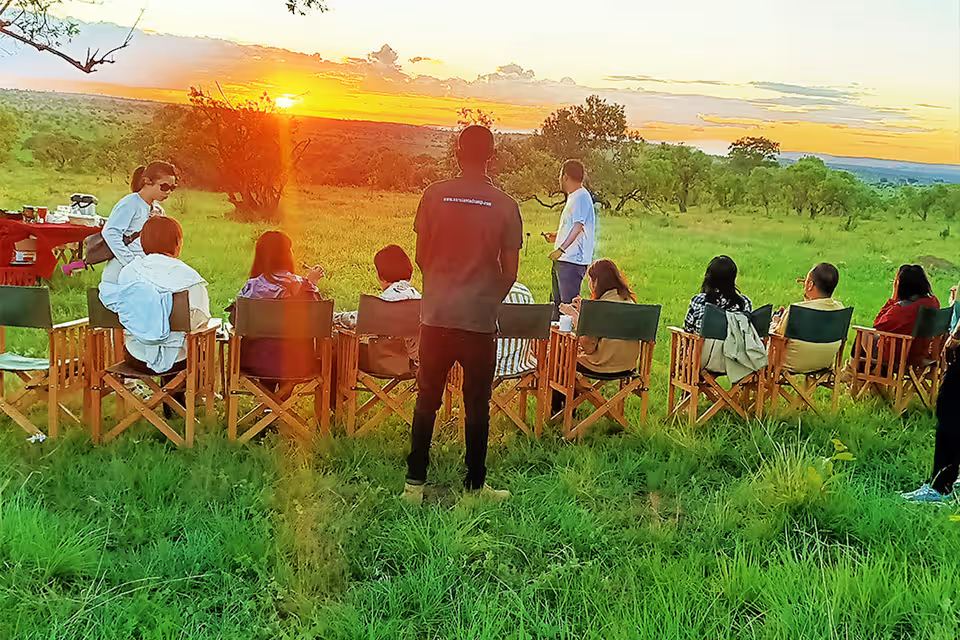 Sundowner drinks as the sun sets